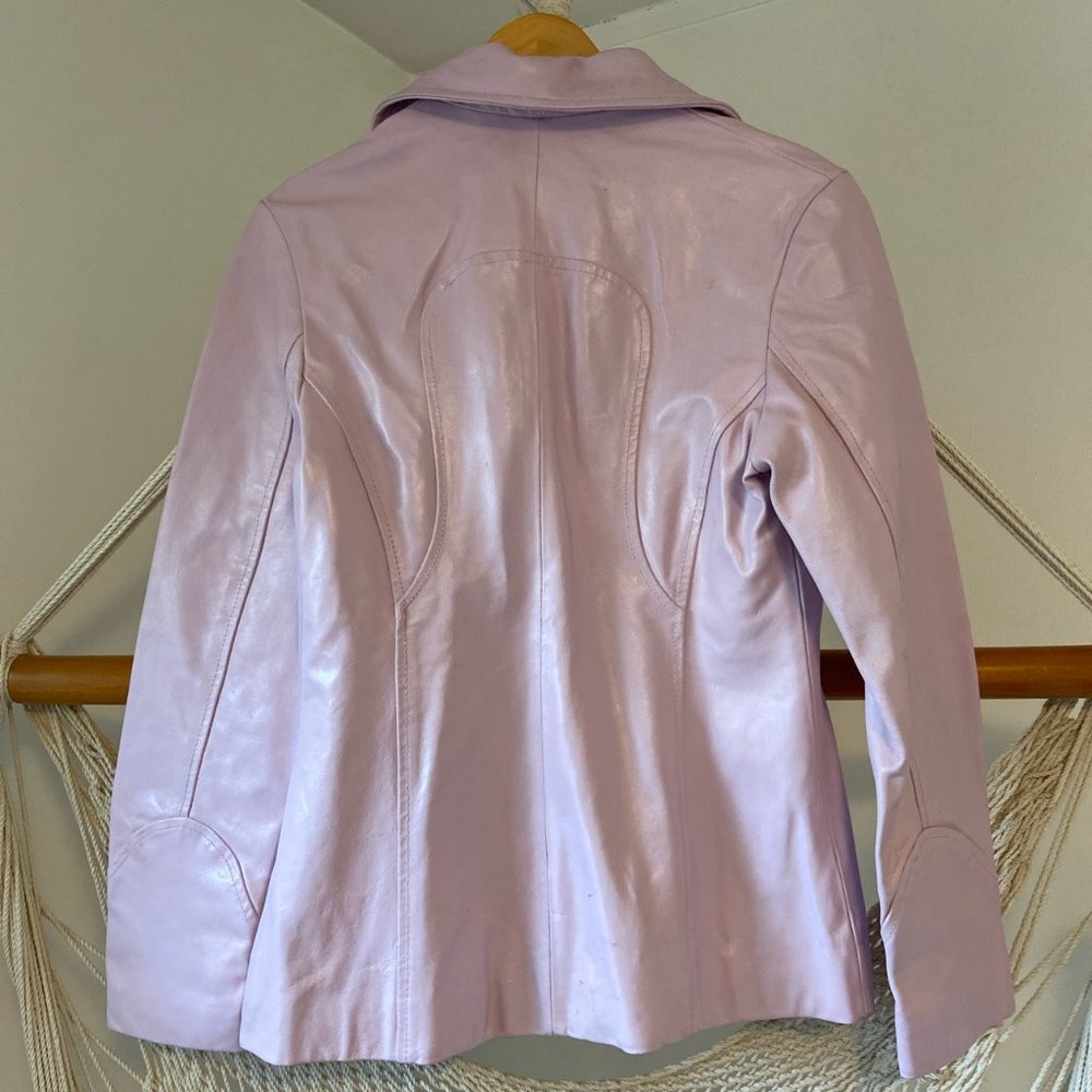 VINTAGE LAVENDER PINK LEATHER JACKET BY WILSON. - Picture 4 of 4